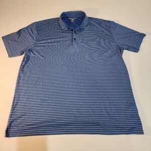 Greg Norman Play Dry Men's Blue Striped Short Sleeve Golf Polo Shirt Size XXL